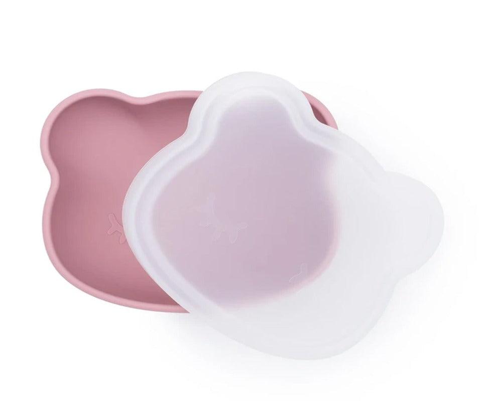 Tigela de silicone com ventosa rosa